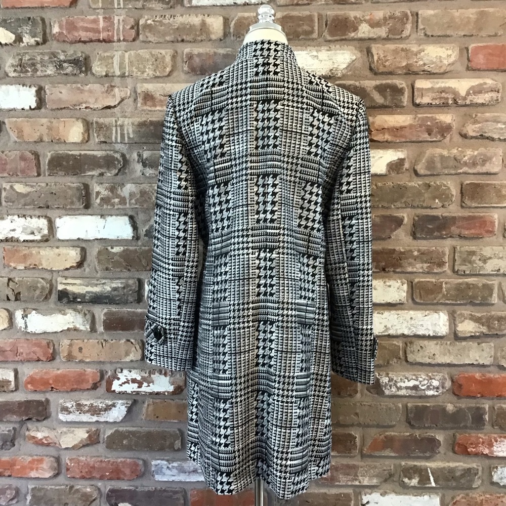 ALEX MARIE Women's Black Silver Gray Houndstooth Longline Blazer Coat 10 - Picture 3 of 8